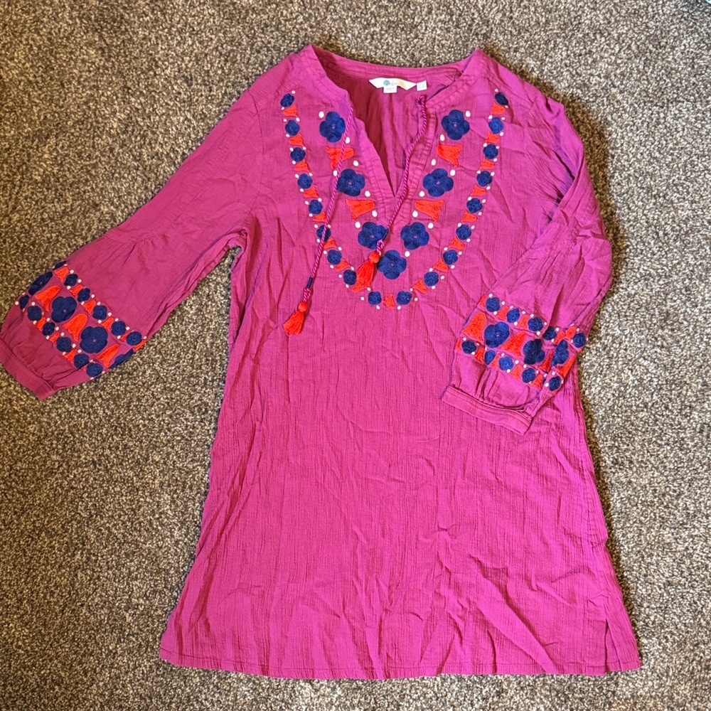 Boden Embroidered kaftan swim cover up or dress - size 8
